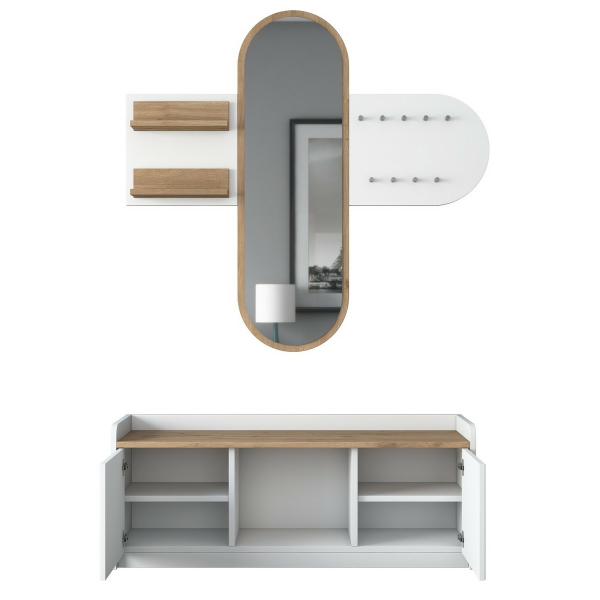 Predsieňová zostava Ema White and Walnut – Obrázok 3