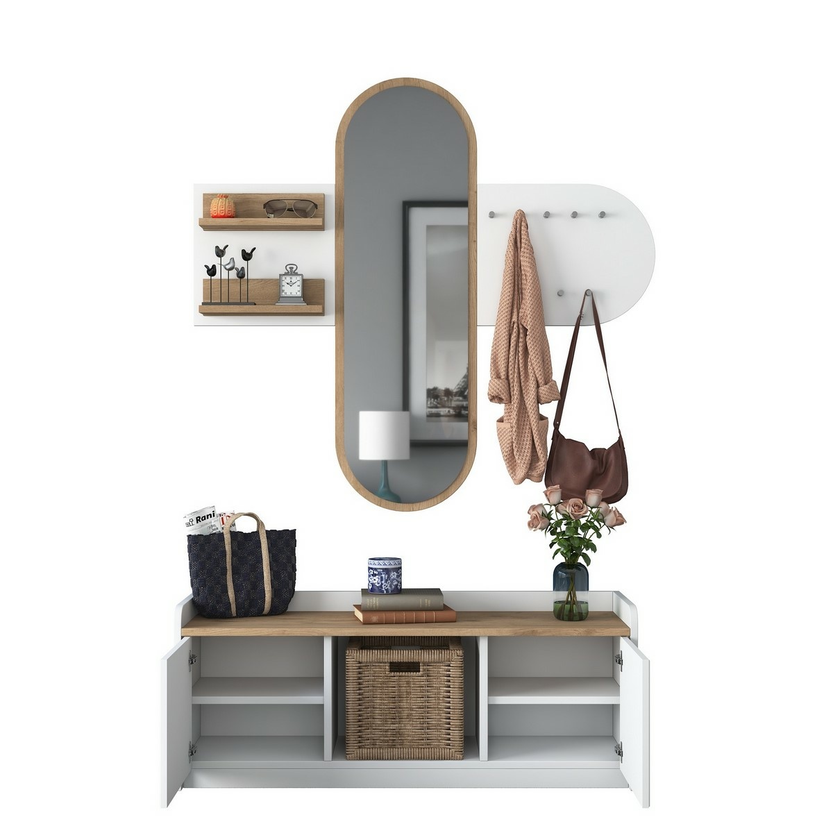 Predsieňová zostava Ema White and Walnut – Obrázok 4