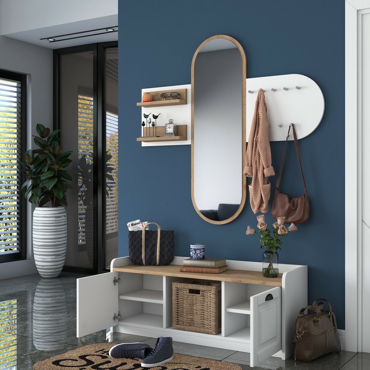 Predsieňová zostava Ema White and Walnut – Obrázok 6