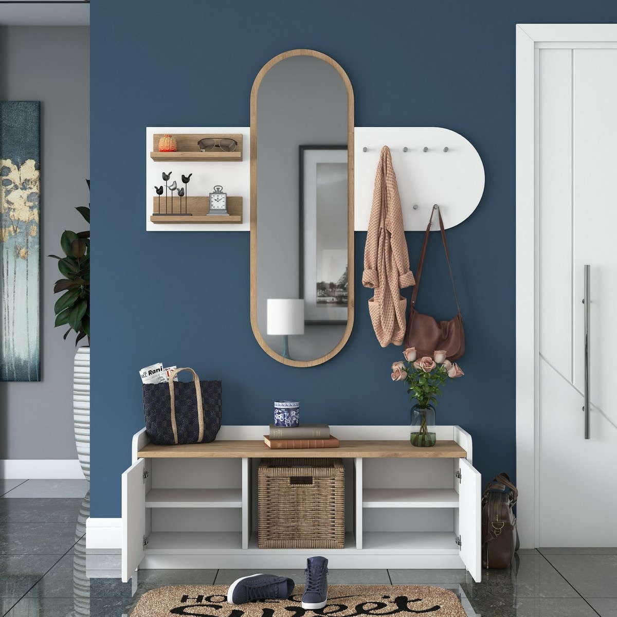 Predsieňová zostava Ema White and Walnut – Obrázok 7