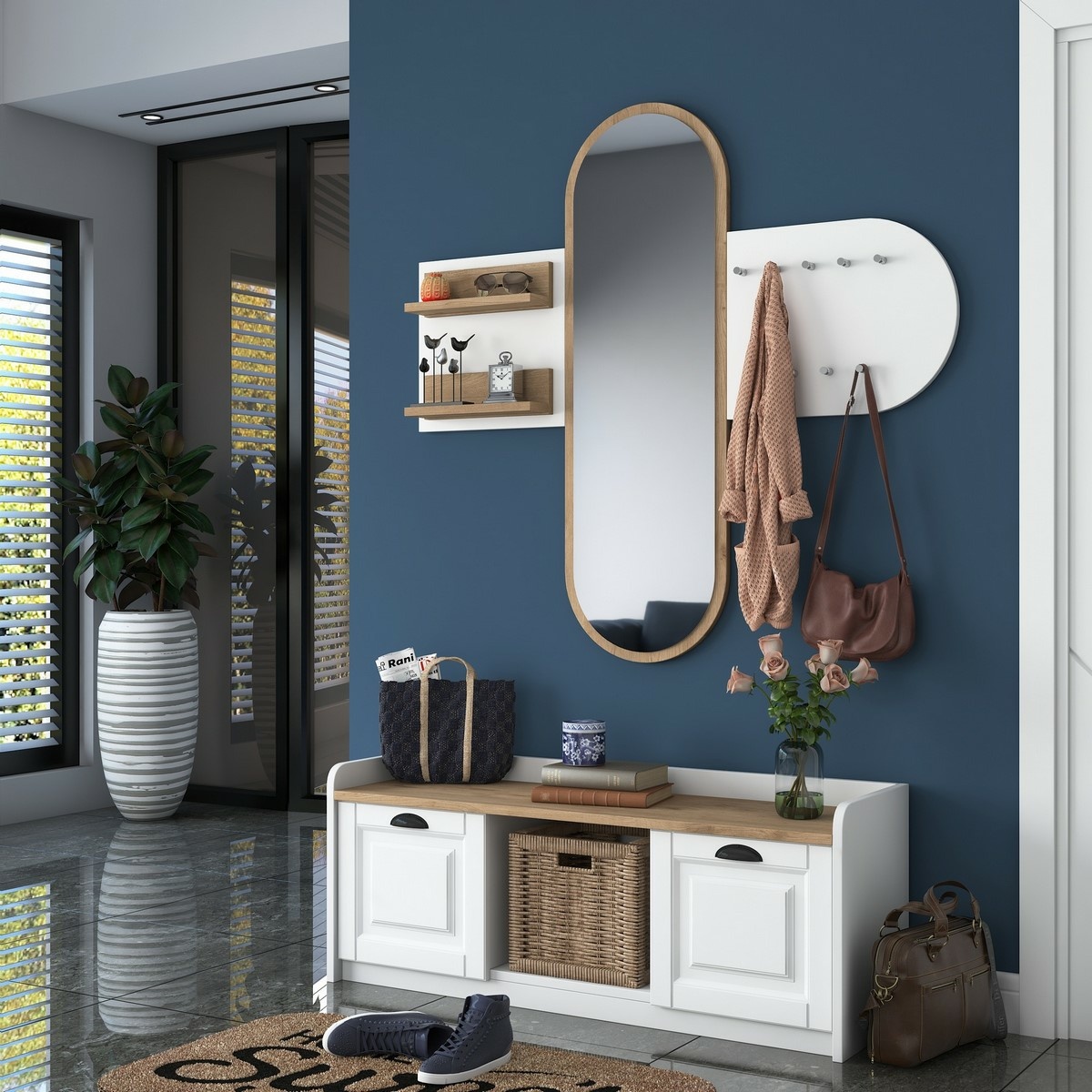 Predsieňová zostava Ema White and Walnut – Obrázok 8