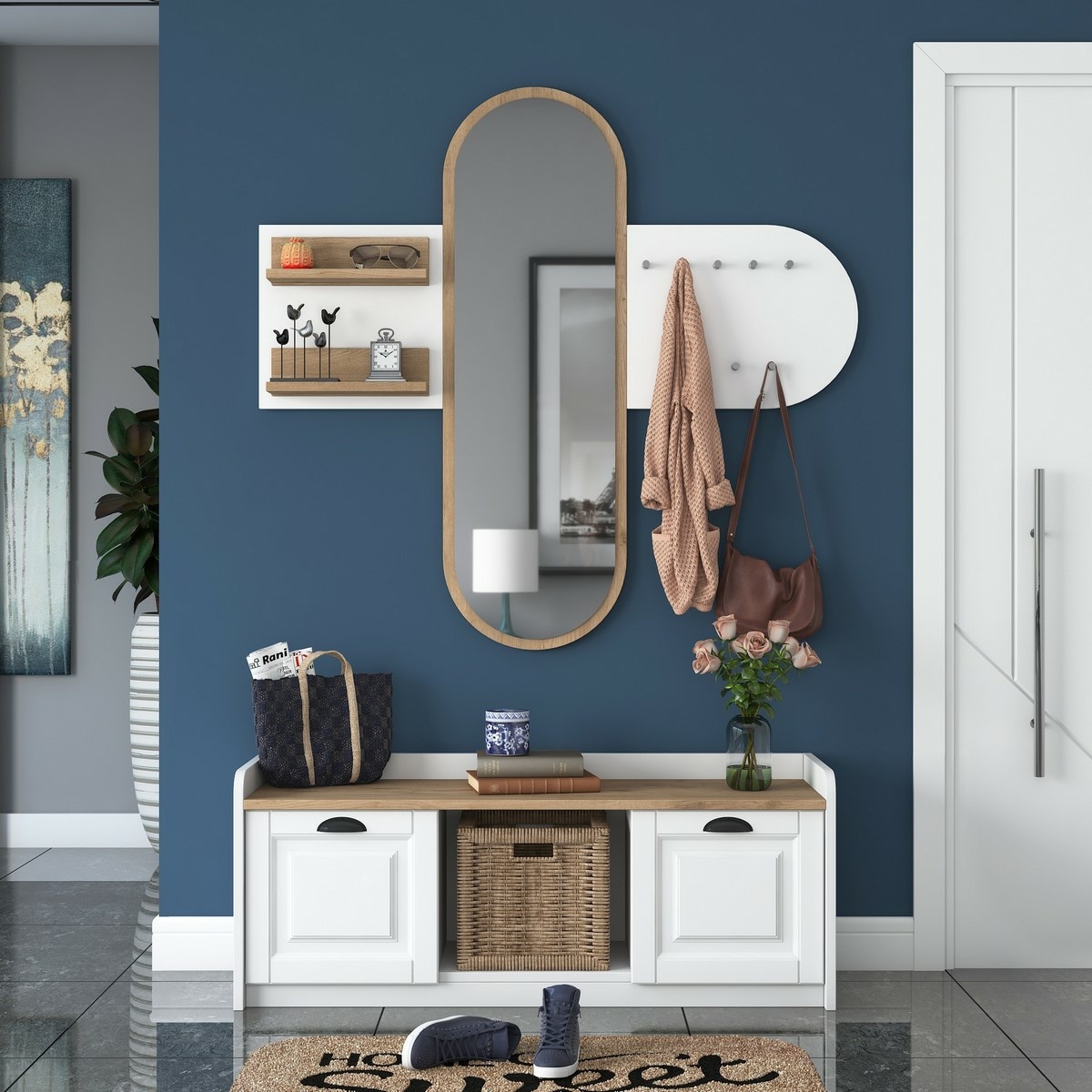 Predsieňová zostava Ema White and Walnut – Obrázok 9