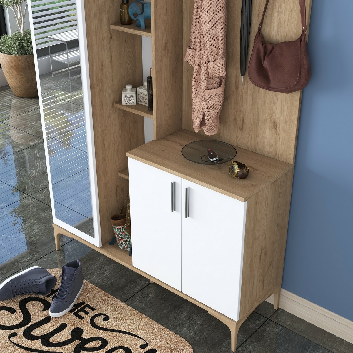 Predsieňová zostava Ewe White and Walnut – Obrázok 2