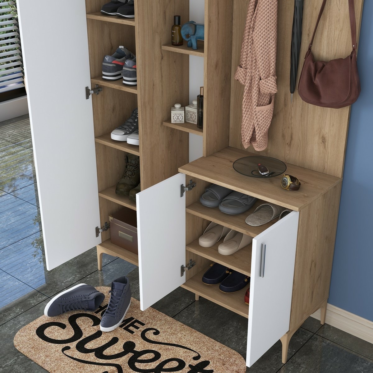 Predsieňová zostava Ewe White and Walnut – Obrázok 3