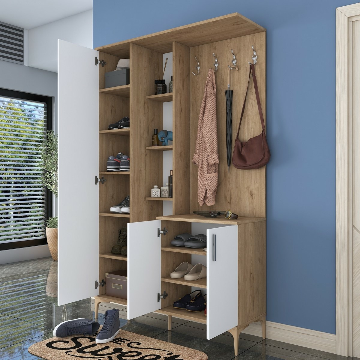Predsieňová zostava Ewe White and Walnut – Obrázok 4