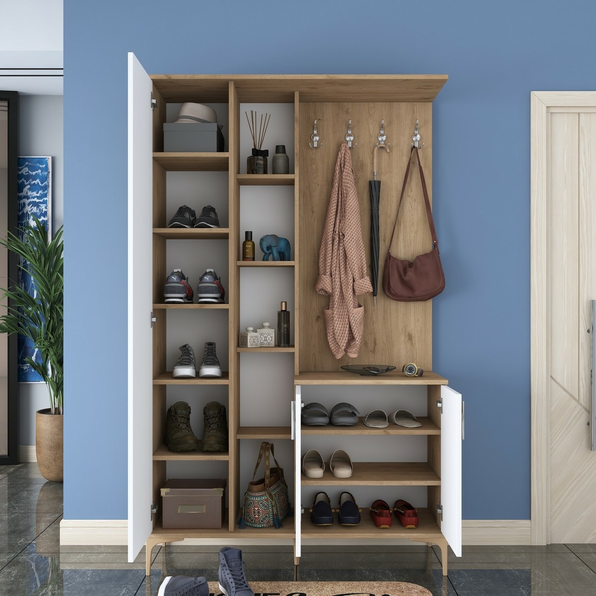 Predsieňová zostava Ewe White and Walnut – Obrázok 5