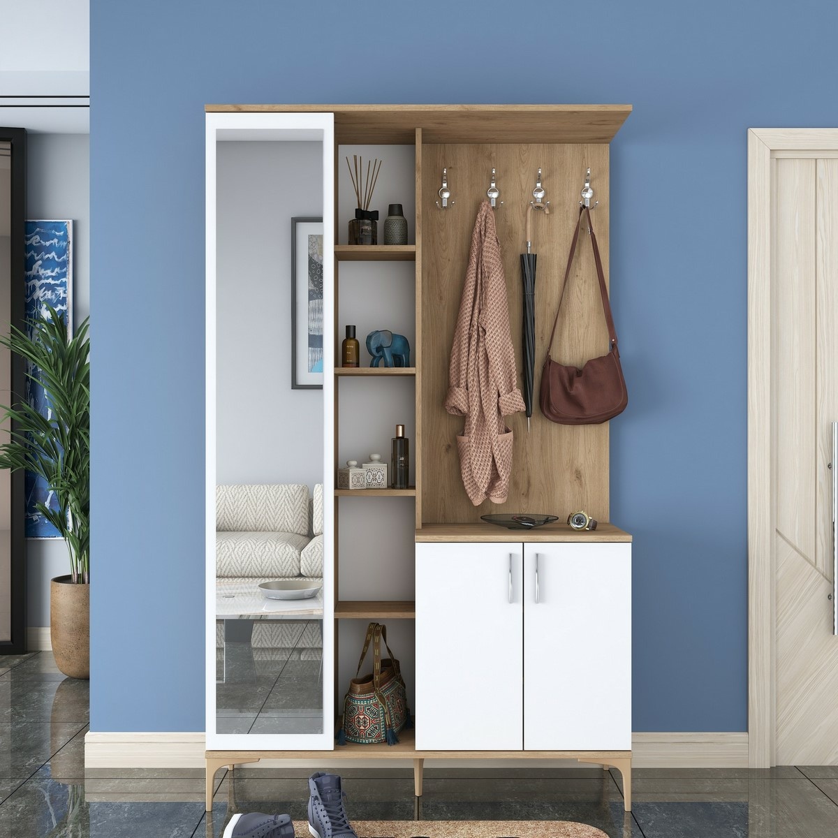 Predsieňová zostava Ewe White and Walnut – Obrázok 6