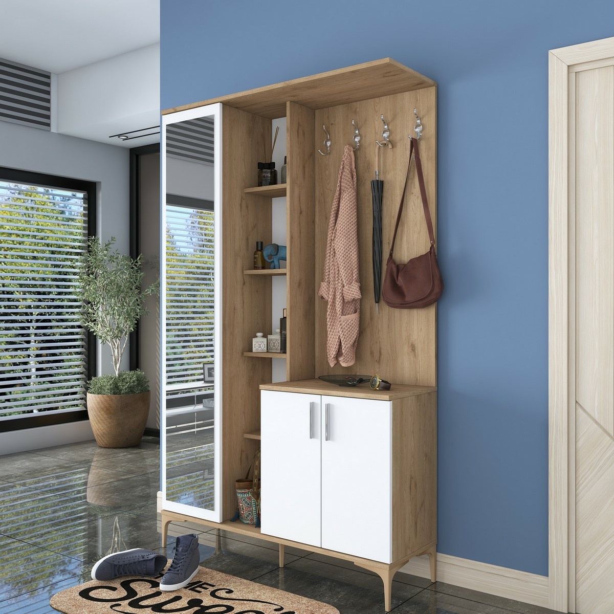 Predsieňová zostava Ewe White and Walnut – Obrázok 7