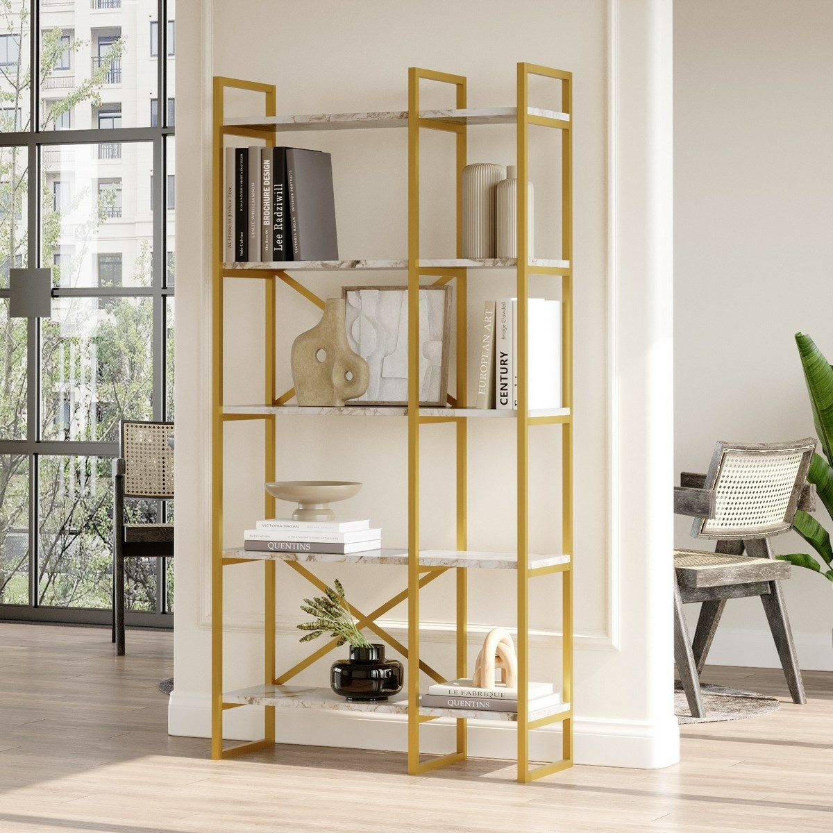 Regál Vento Double Marble and Gold, M – Obrázok 2