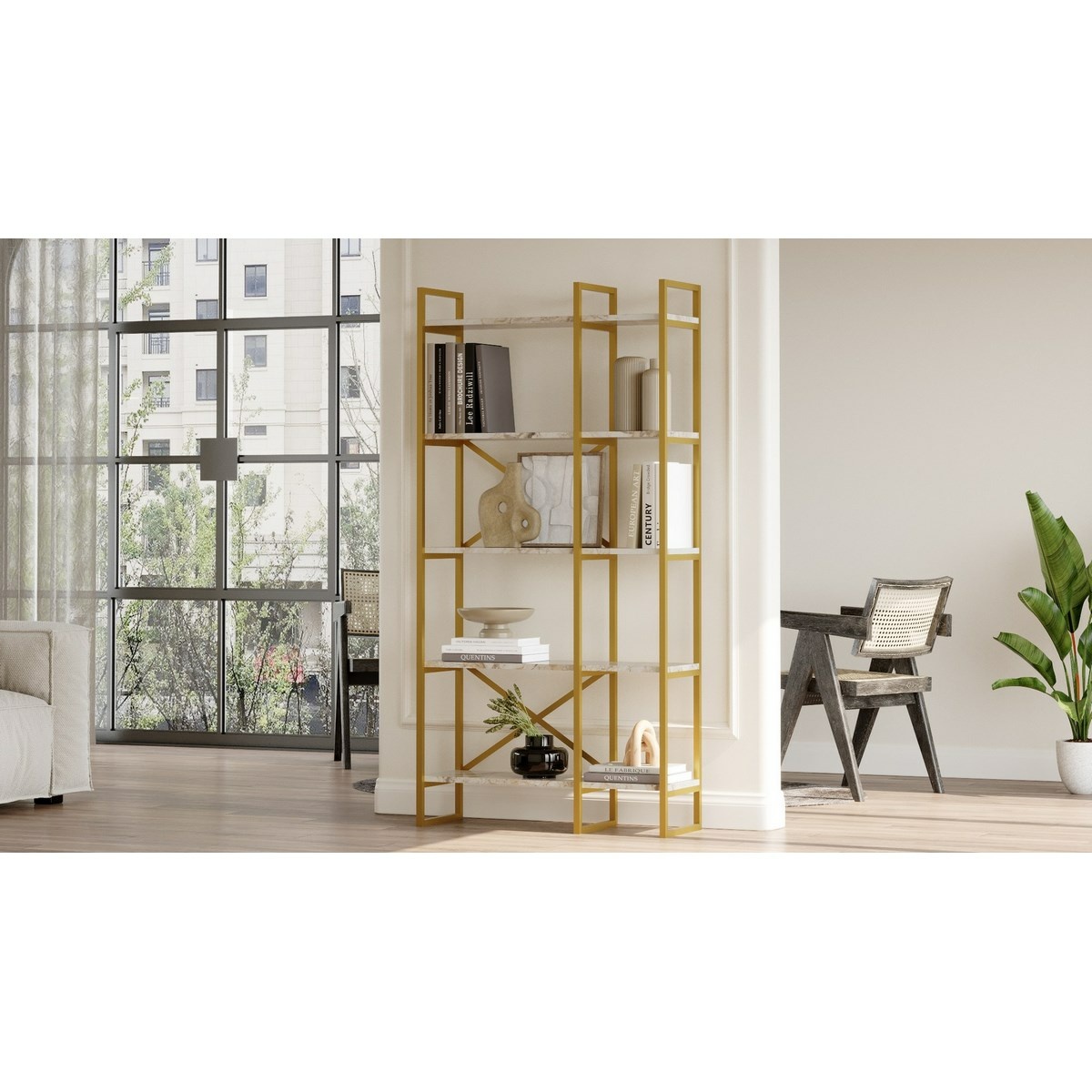 Regál Vento Double Marble and Gold, M – Obrázok 3