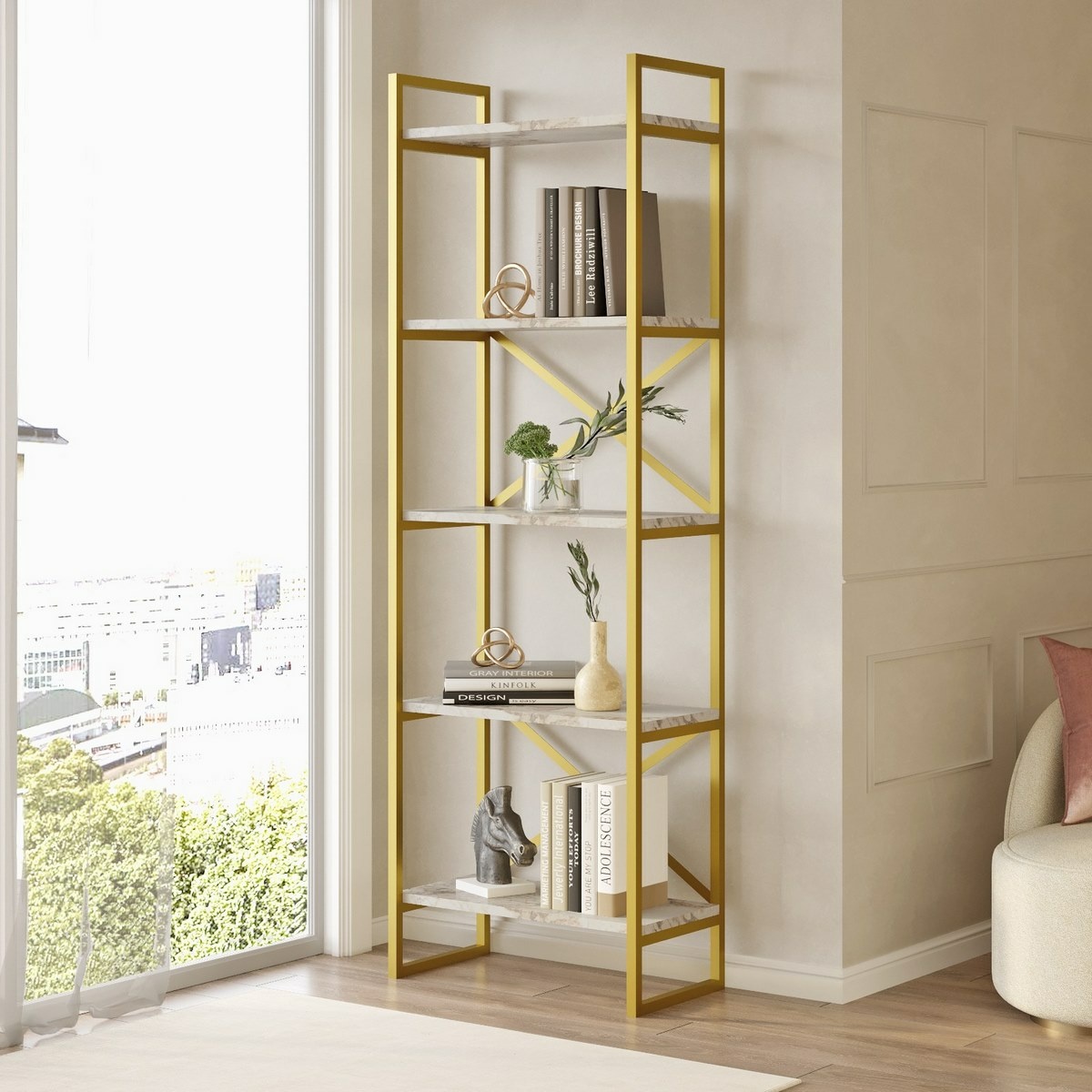 Regál Vento Marble and Gold, S – Obrázok 2