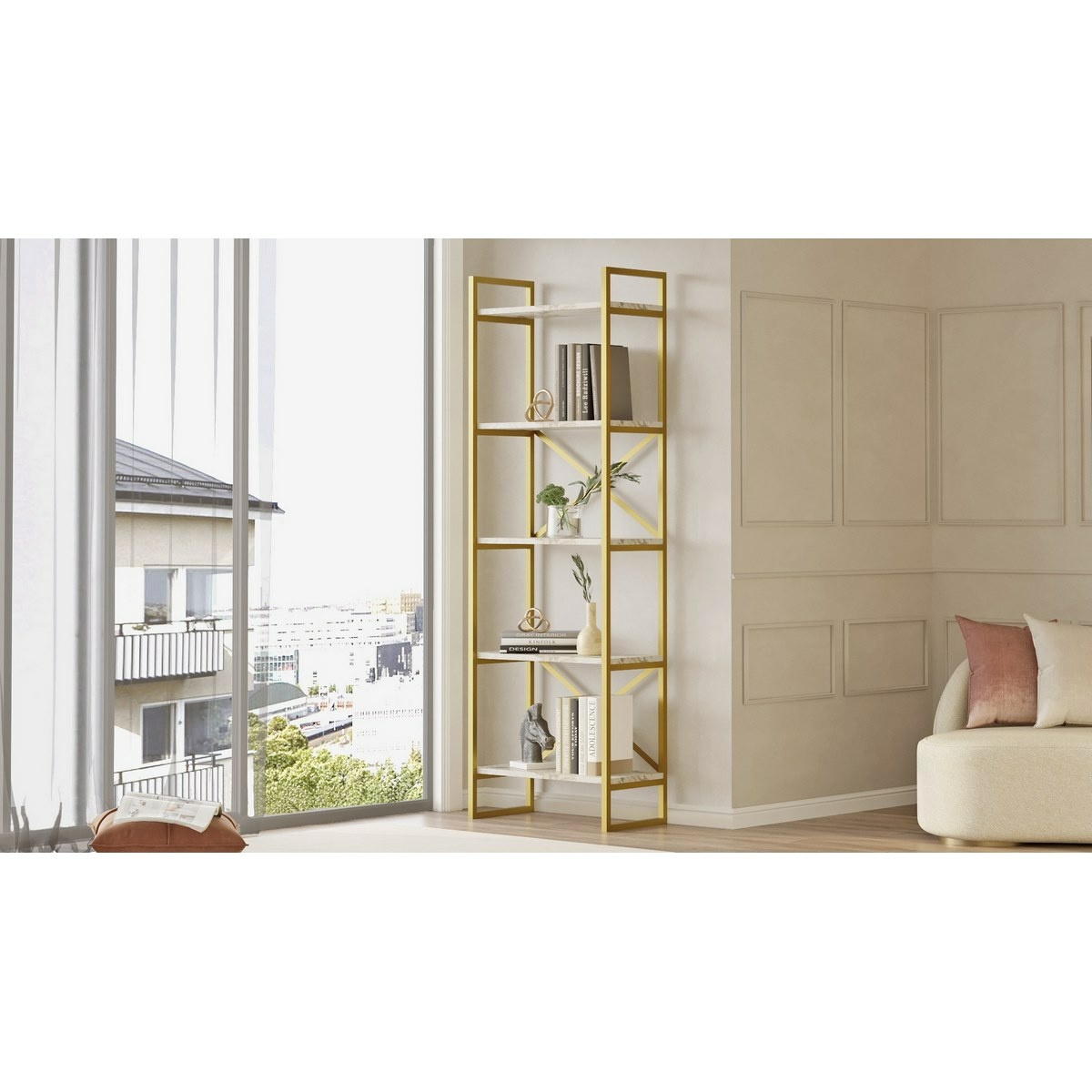 Regál Vento Marble and Gold, S – Obrázok 3