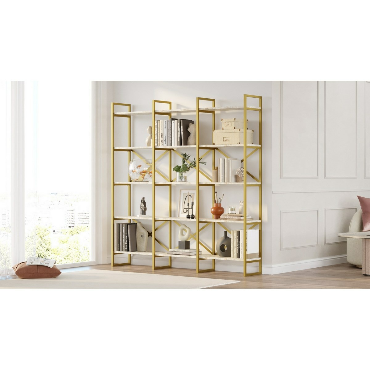 Regál Vento Triple Marble and Gold, L – Obrázok 3