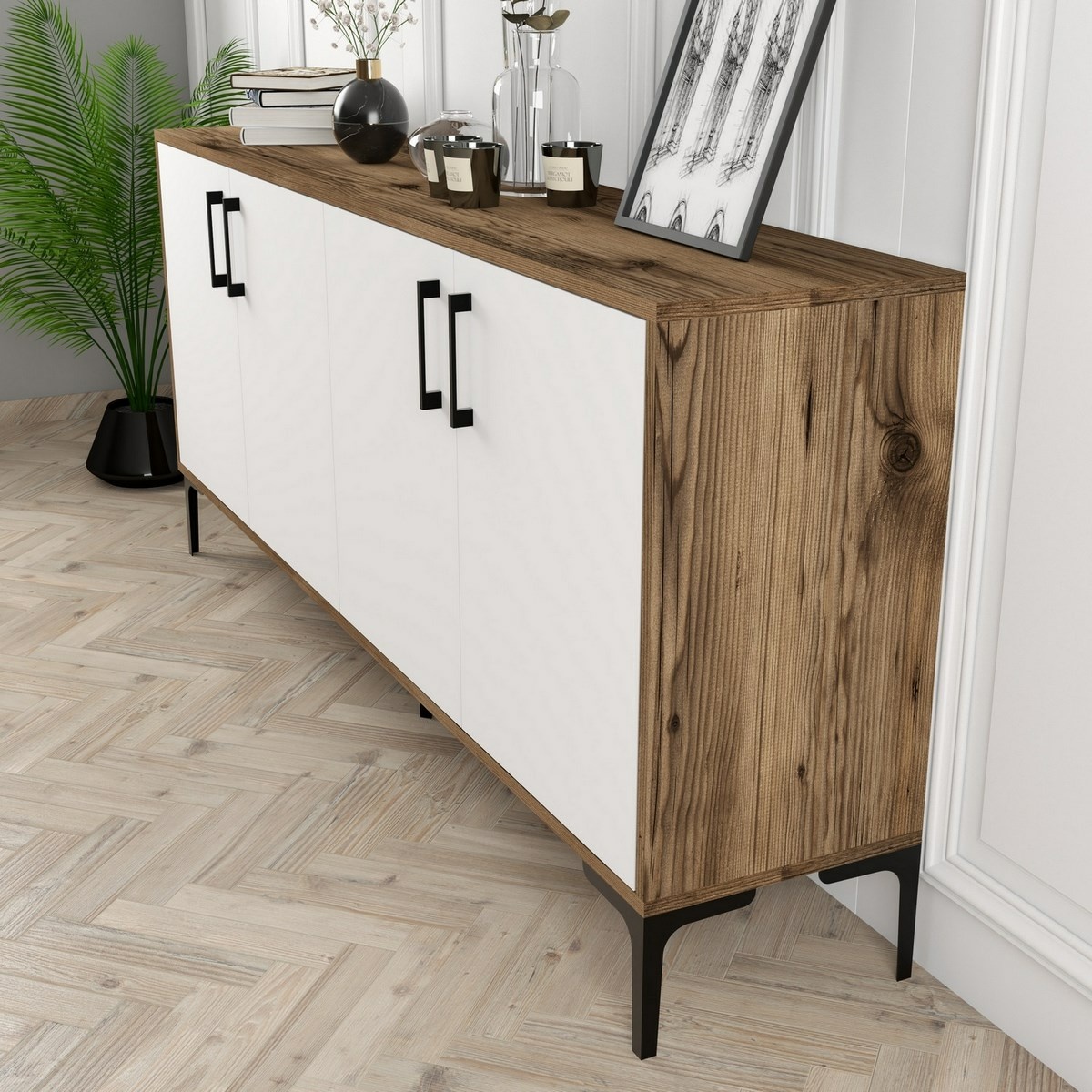 Skrinka Kiev Walnut and White – Obrázok 2