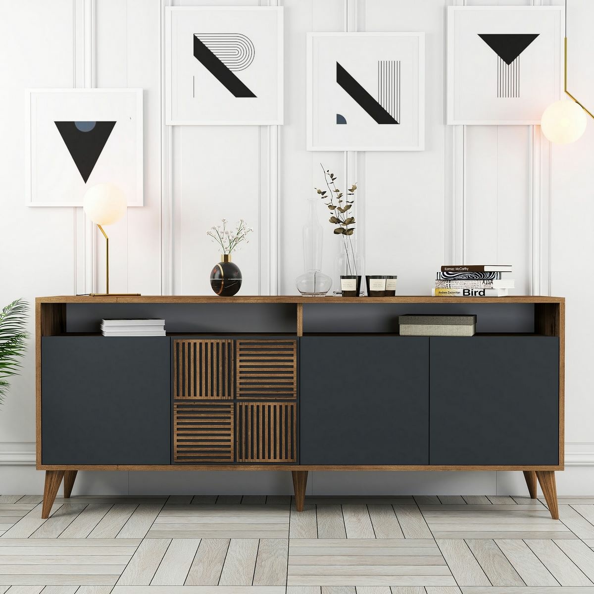 Skrinka Milan 2 Walnut and Anthracite – Obrázok 4