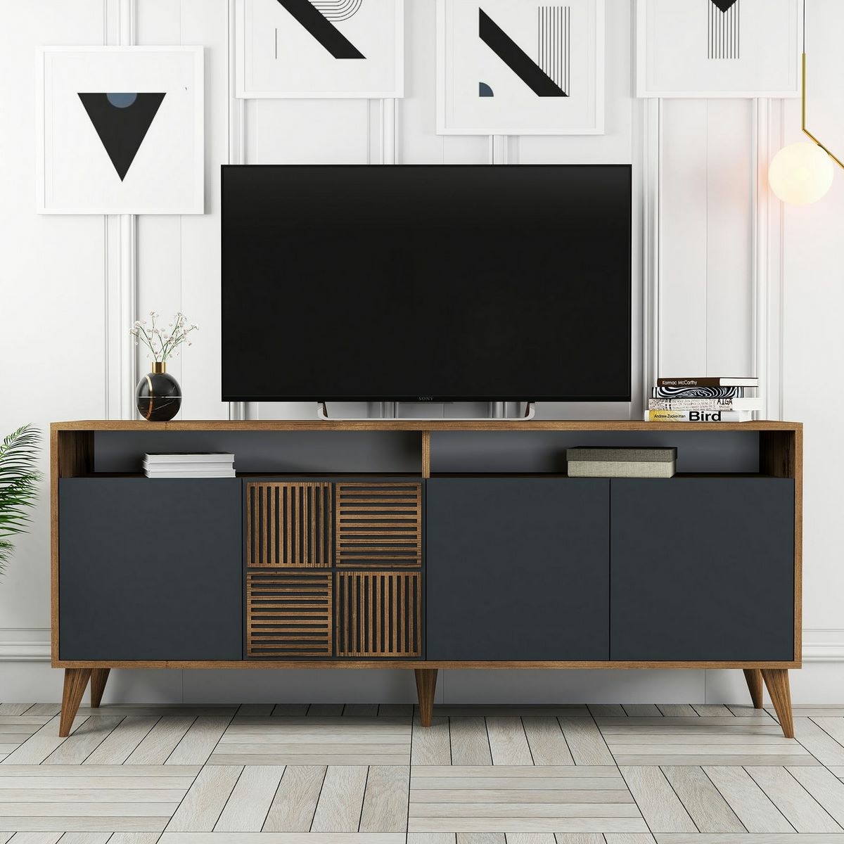 Skrinka Milan 2 Walnut and Anthracite – Obrázok 5