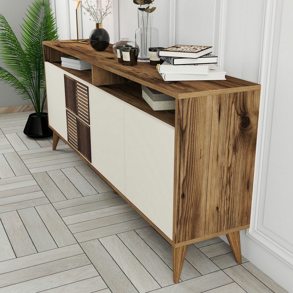 Skrinka Milan 2 Walnut and Cream – Obrázok 2