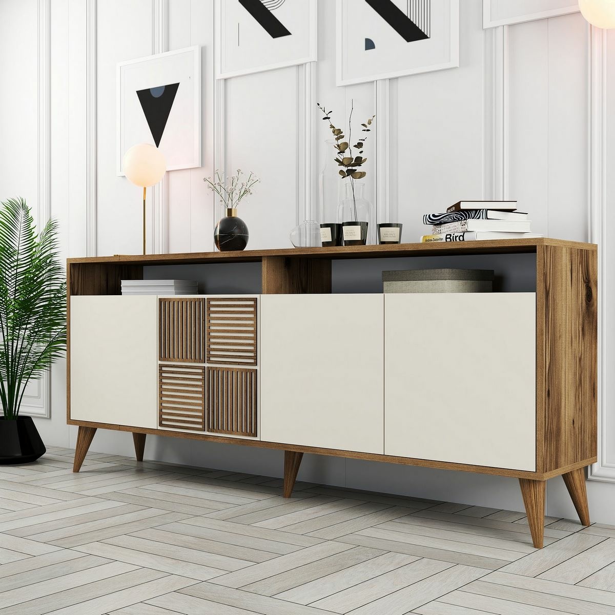 Skrinka Milan 2 Walnut and Cream – Obrázok 3