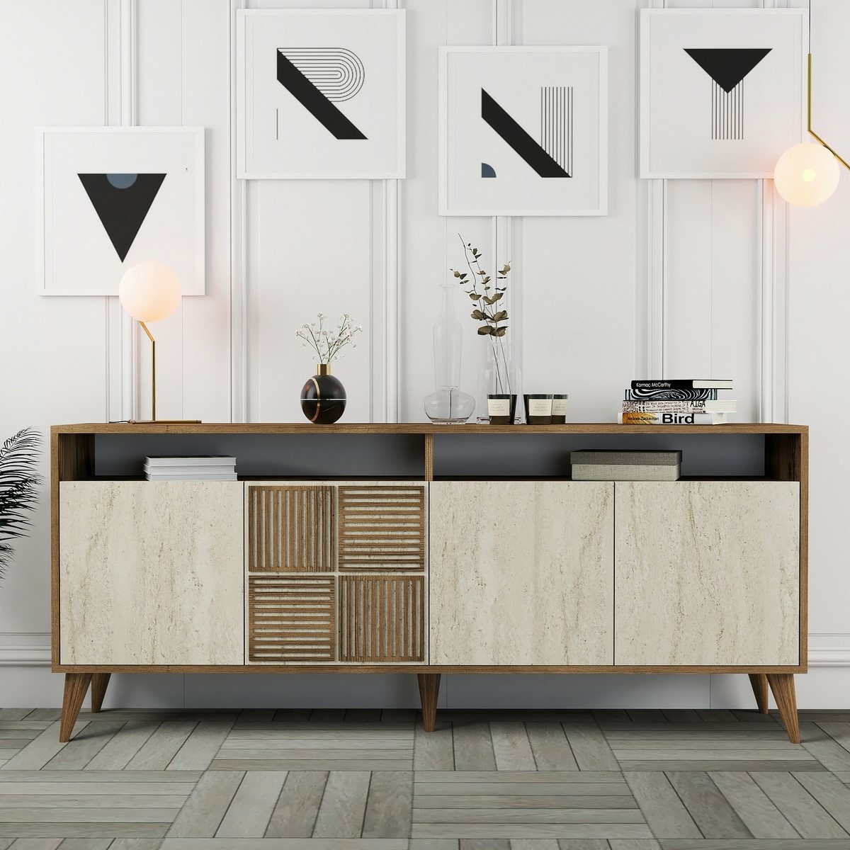 Skrinka Milan 2 Walnut and Travertine – Obrázok 4