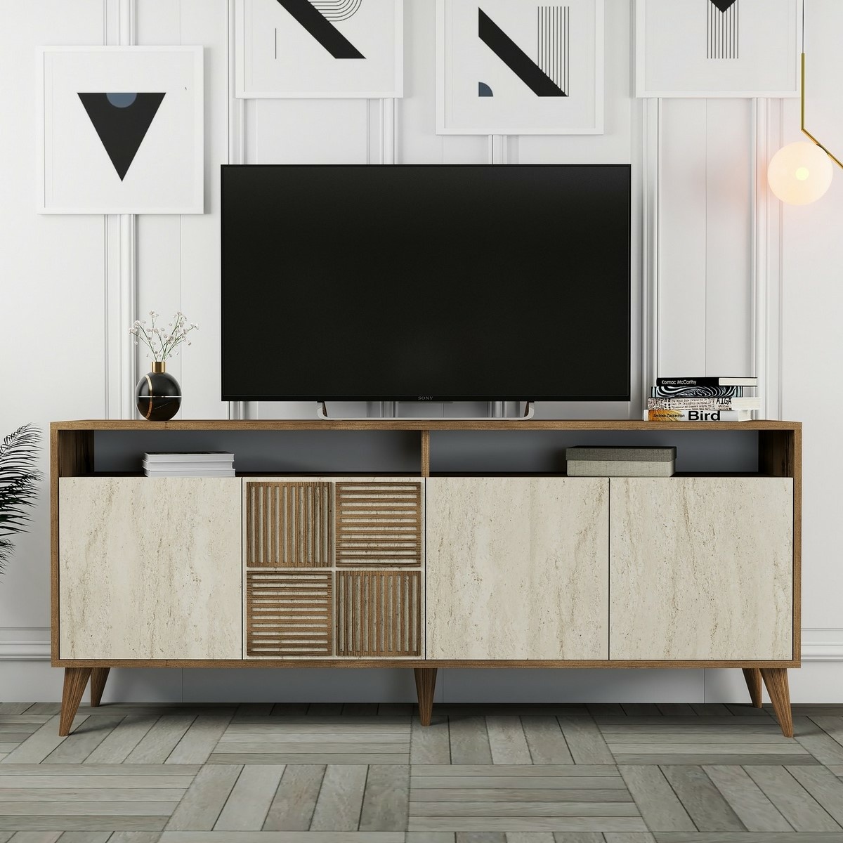 Skrinka Milan 2 Walnut and Travertine – Obrázok 5