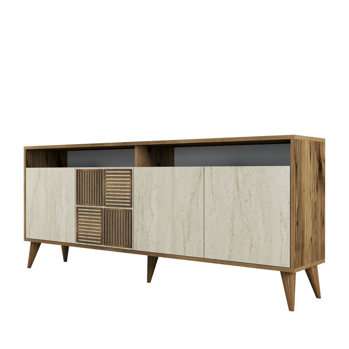Skrinka Milan 2 Walnut and Travertine