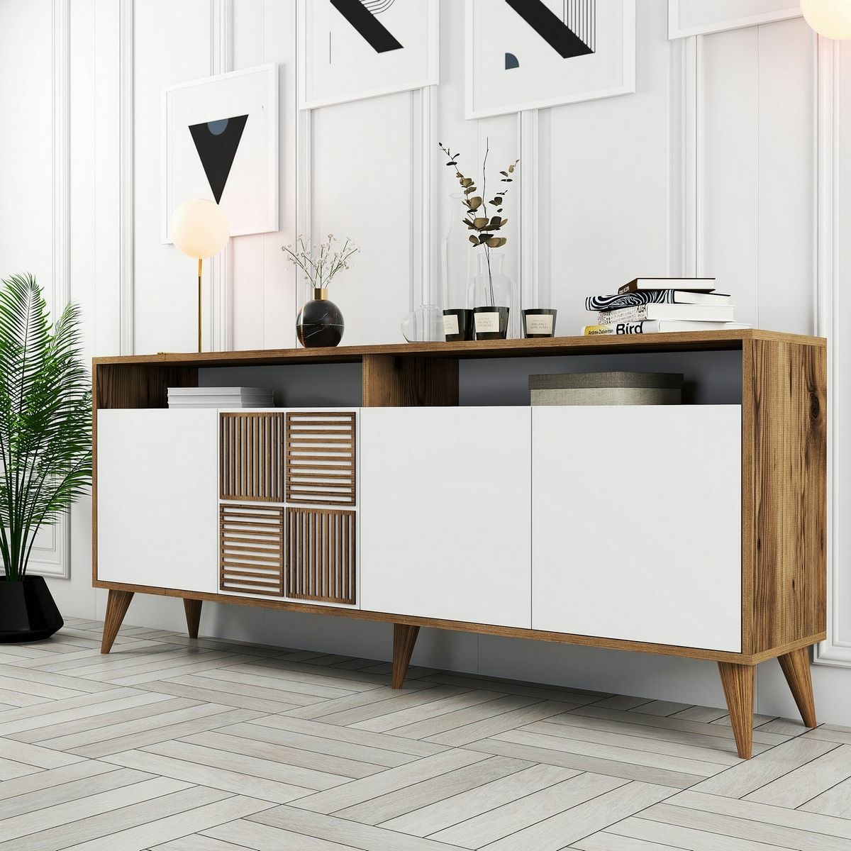 Skrinka Milan 2 Walnut and White – Obrázok 3