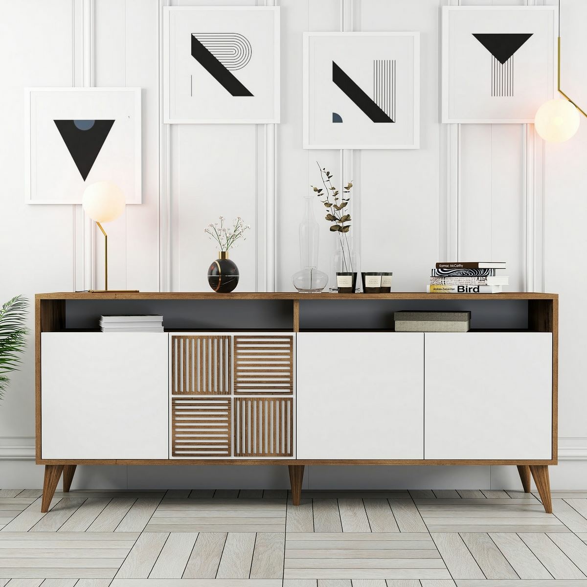 Skrinka Milan 2 Walnut and White – Obrázok 4