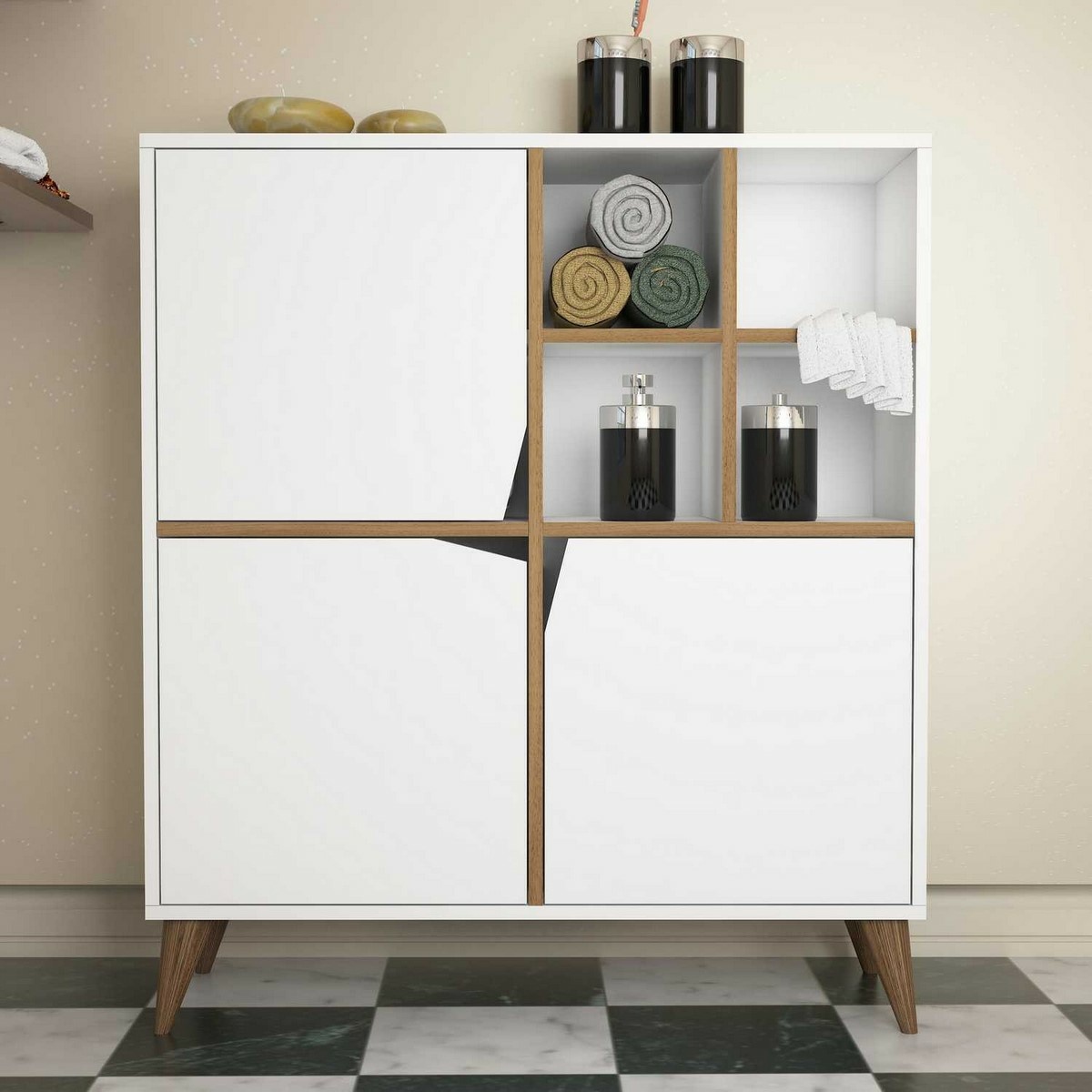 Skrinka Pulse White and Walnut – Obrázok 2