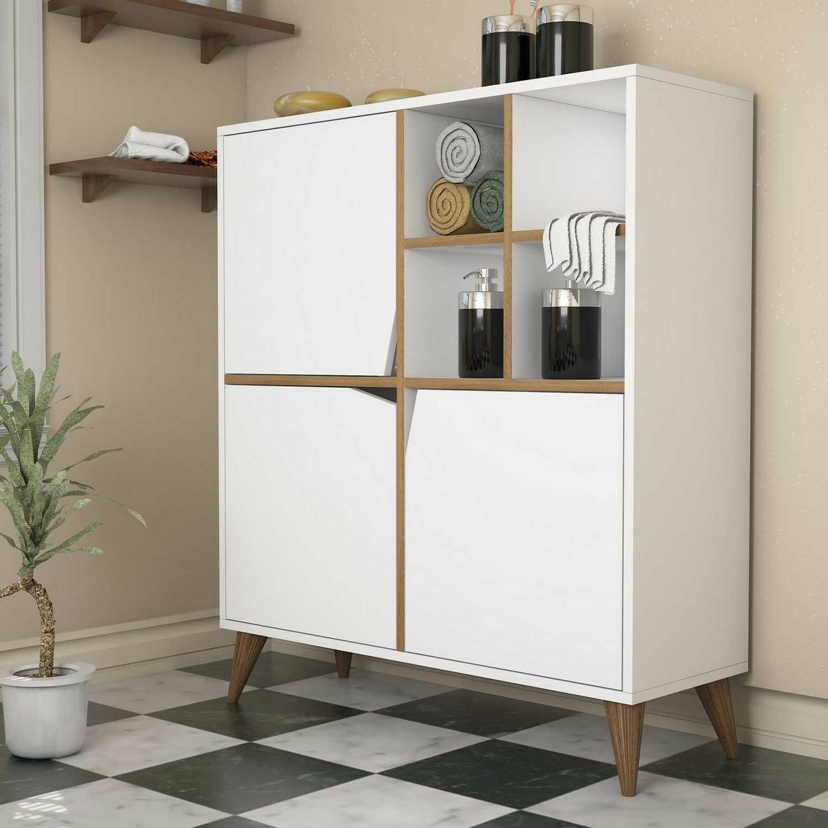 Skrinka Pulse White and Walnut – Obrázok 3