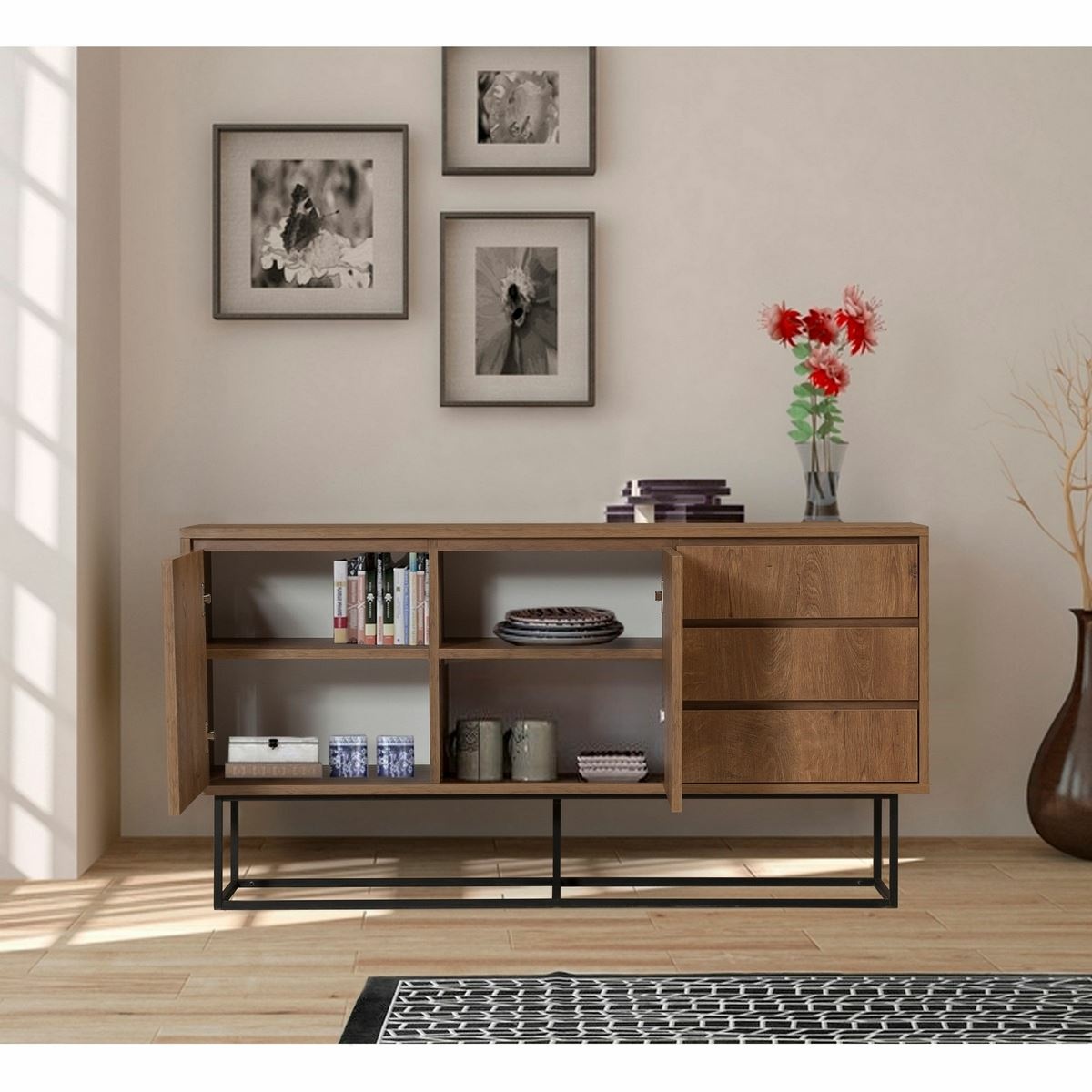 Skrinka Ruba Walnut and Black – Obrázok 7