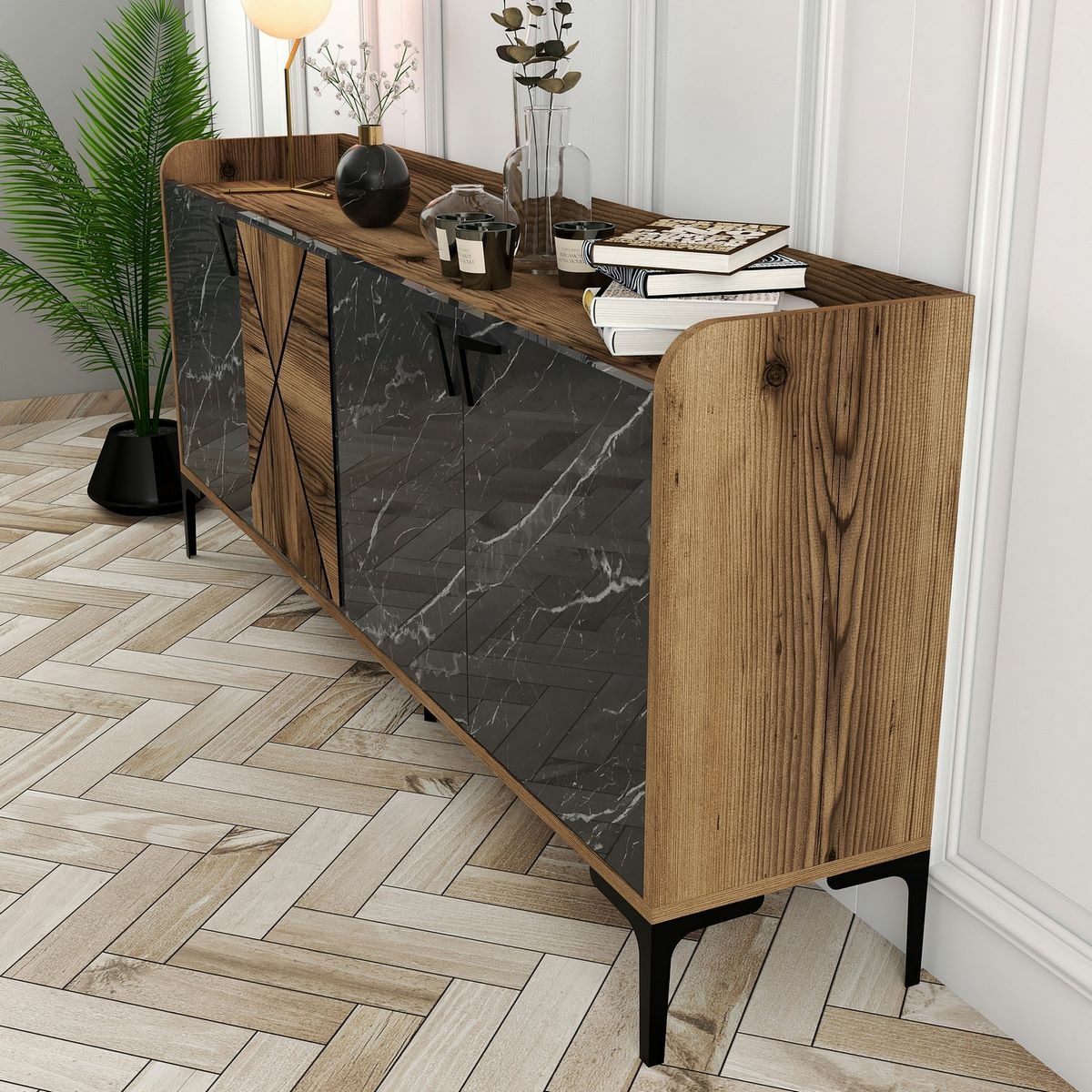 Skrinka Venedik Walnut and Black Marble – Obrázok 2