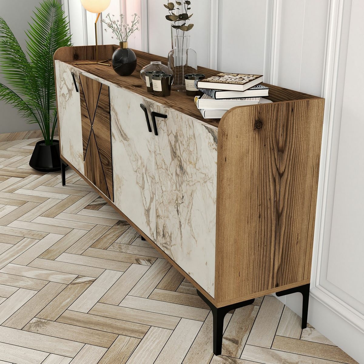 Skrinka Venedik Walnut and White Marblemramoru – Obrázok 2