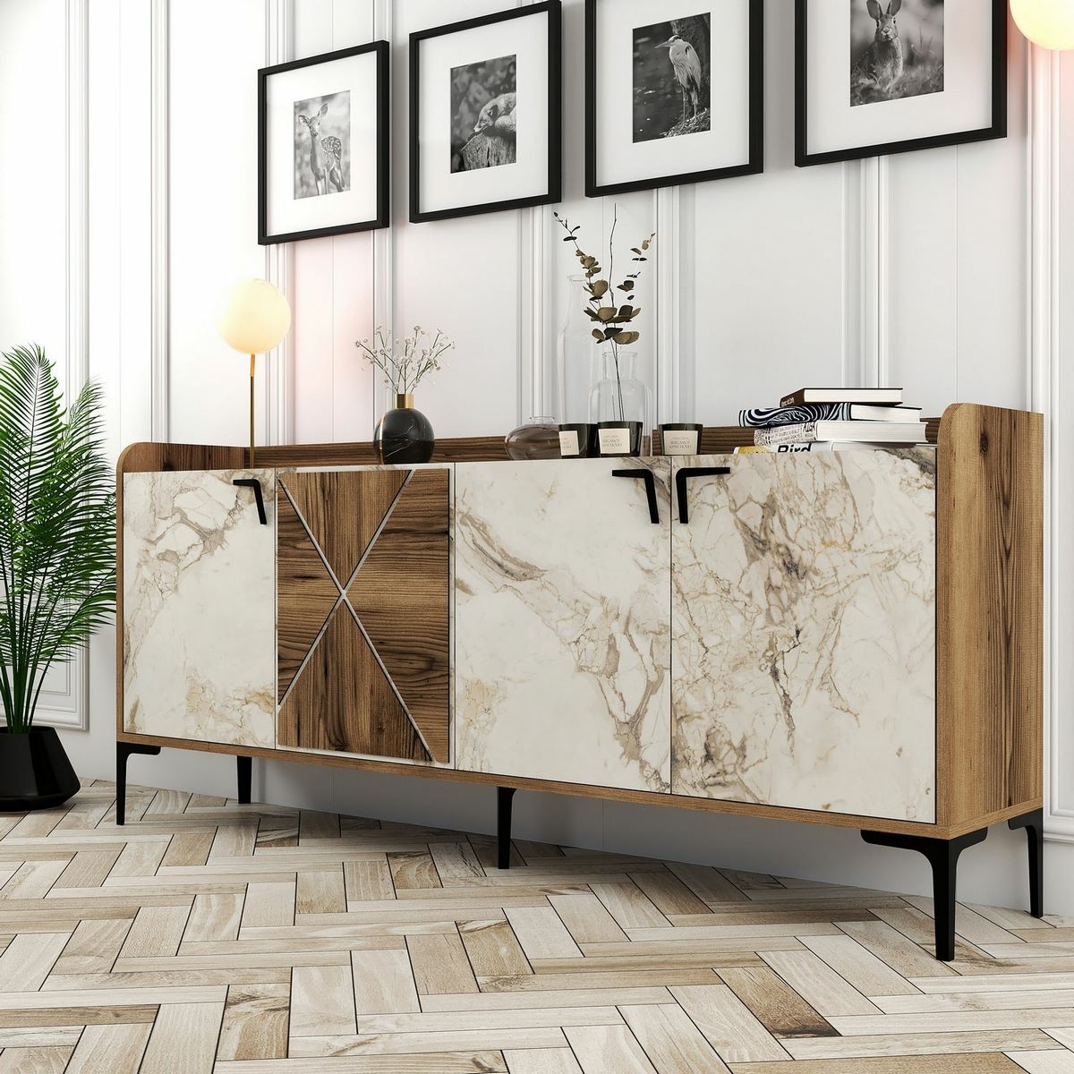 Skrinka Venedik Walnut and White Marblemramoru – Obrázok 3