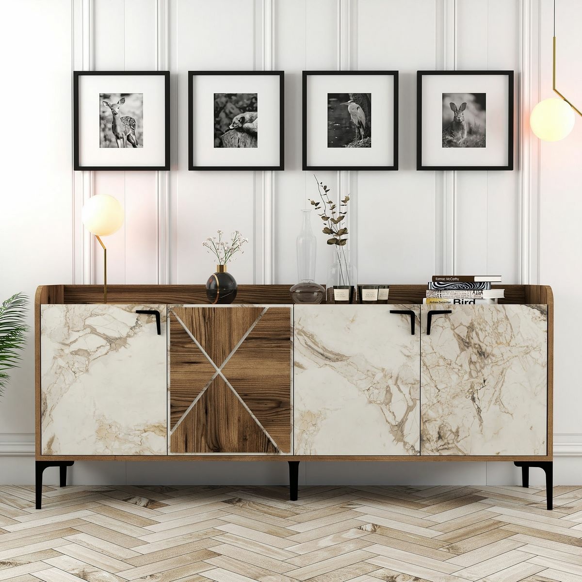 Skrinka Venedik Walnut and White Marblemramoru – Obrázok 4