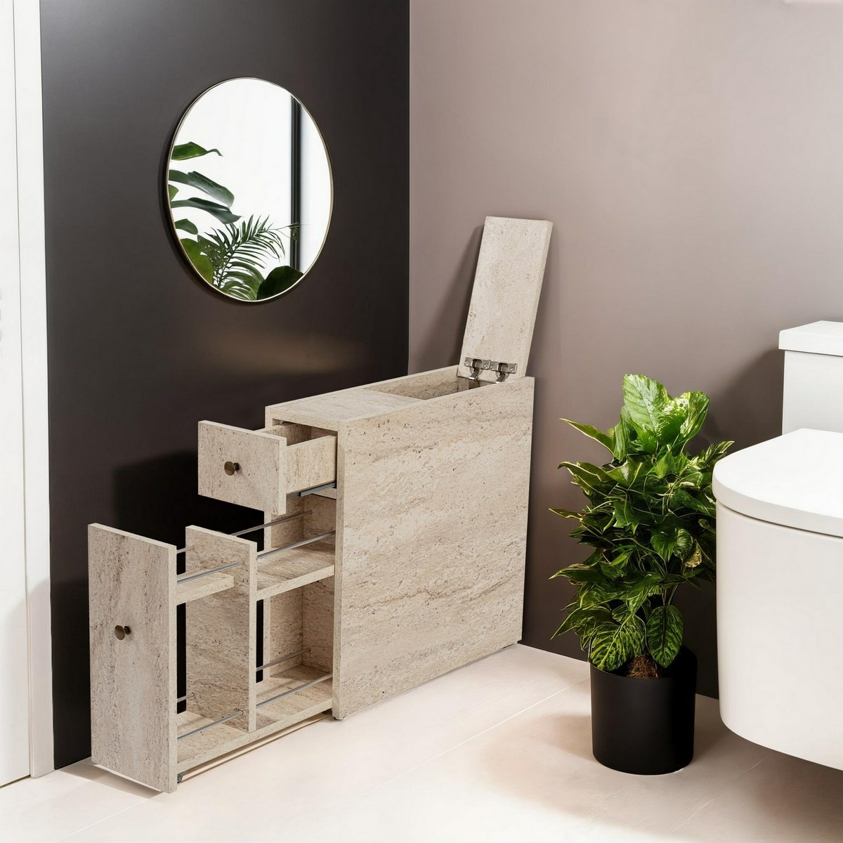 Skrinka do kúpeľne Calencia Travertine – Obrázok 7