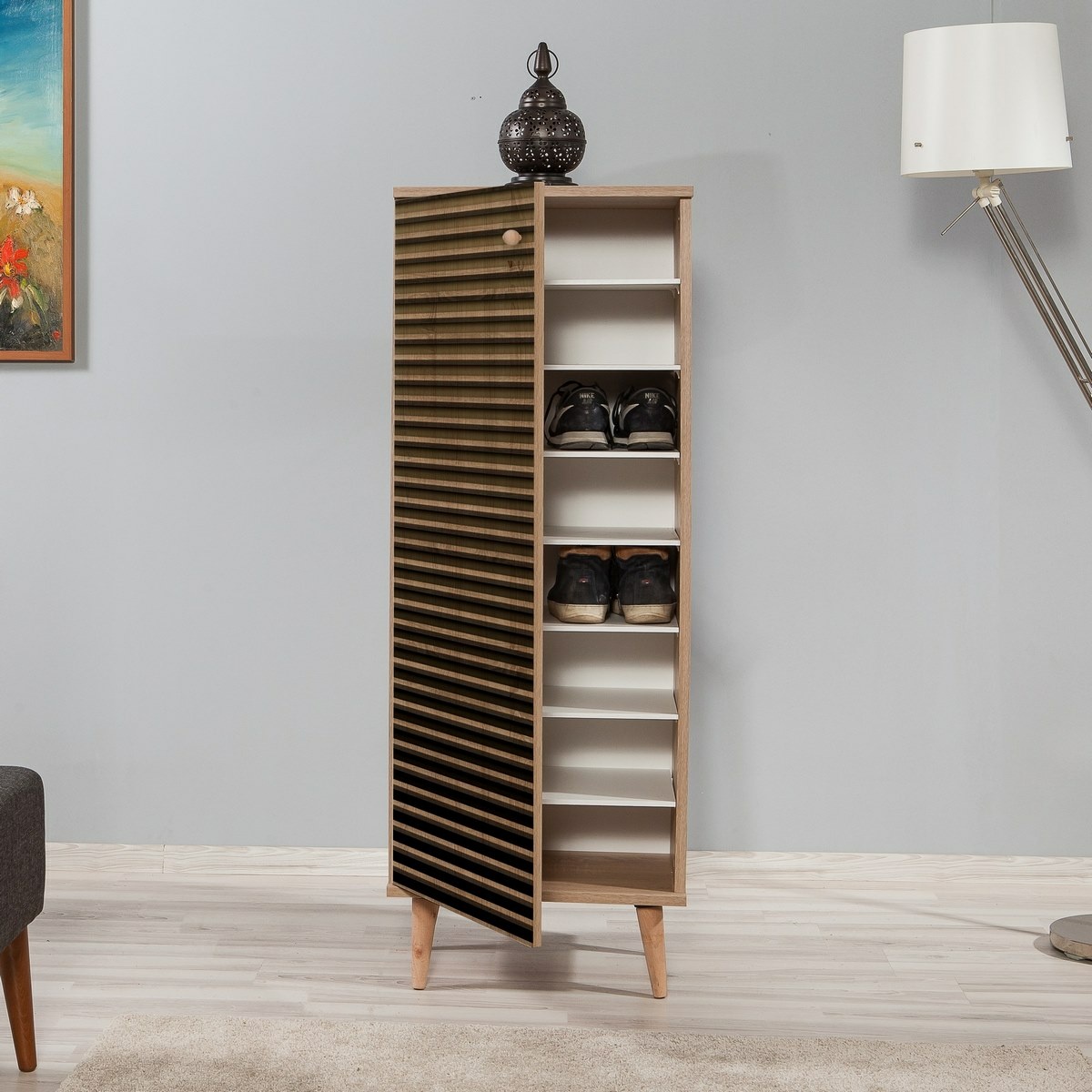 Skrinka na topánky Mega Sonoma Oak Stripes – Obrázok 3