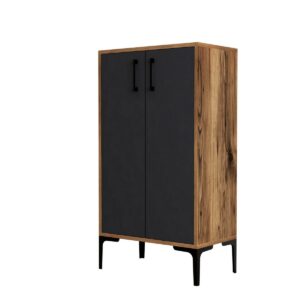 Skrinka na topánky Prag Walnut and Anthracite