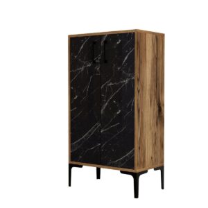 Skrinka na topánky Prag Walnut and Black Marble