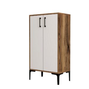 Skrinka na topánky Prag Walnut and White