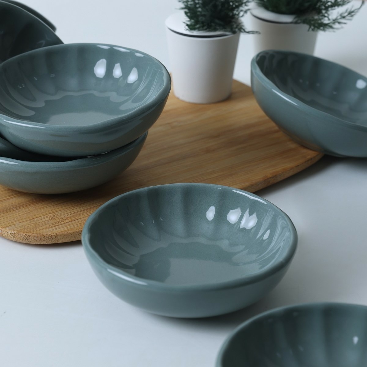 Súprava 6 kameninových misiek Laguna 12 cm, petrolejová – Obrázok 2
