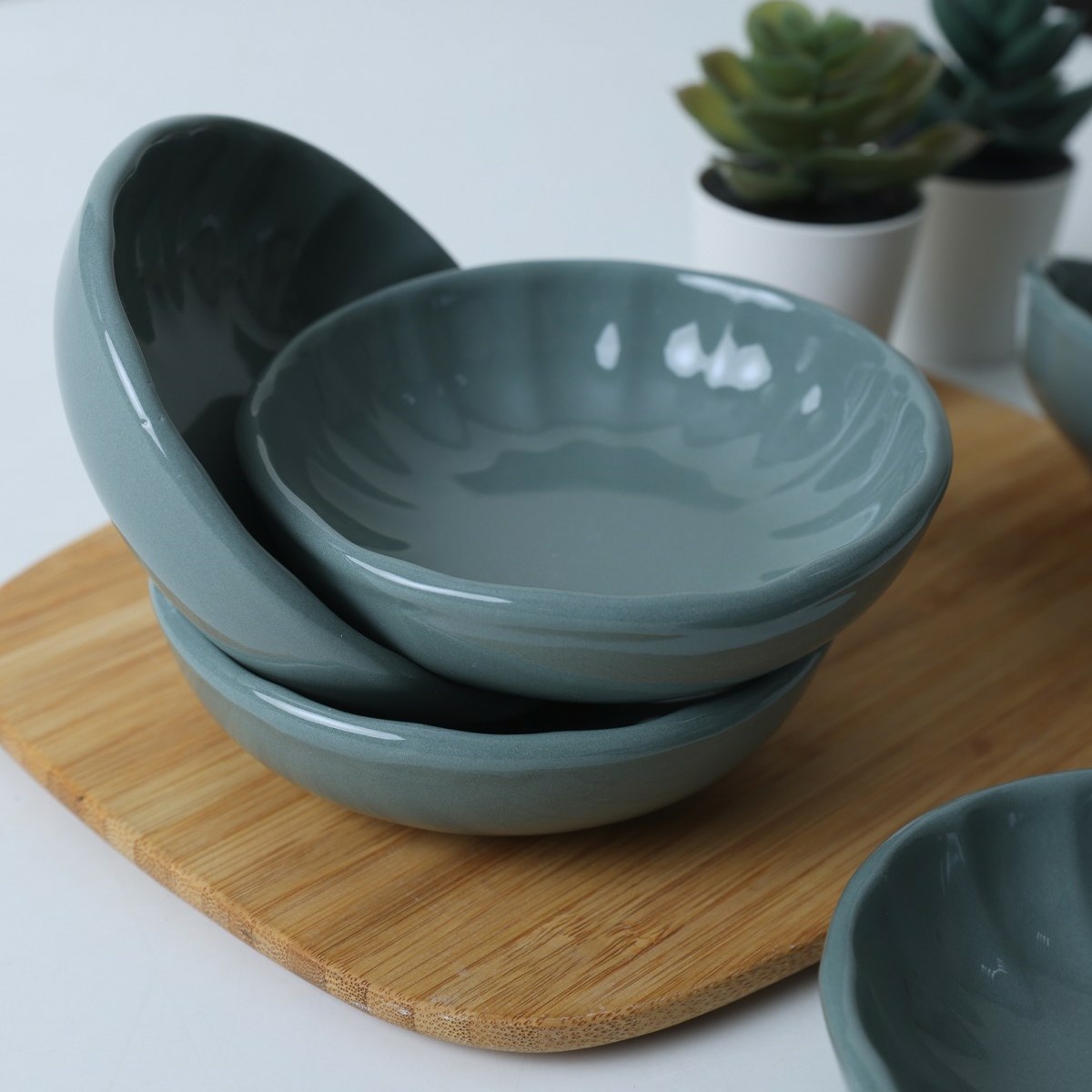 Súprava 6 kameninových misiek Laguna 12 cm, petrolejová – Obrázok 3
