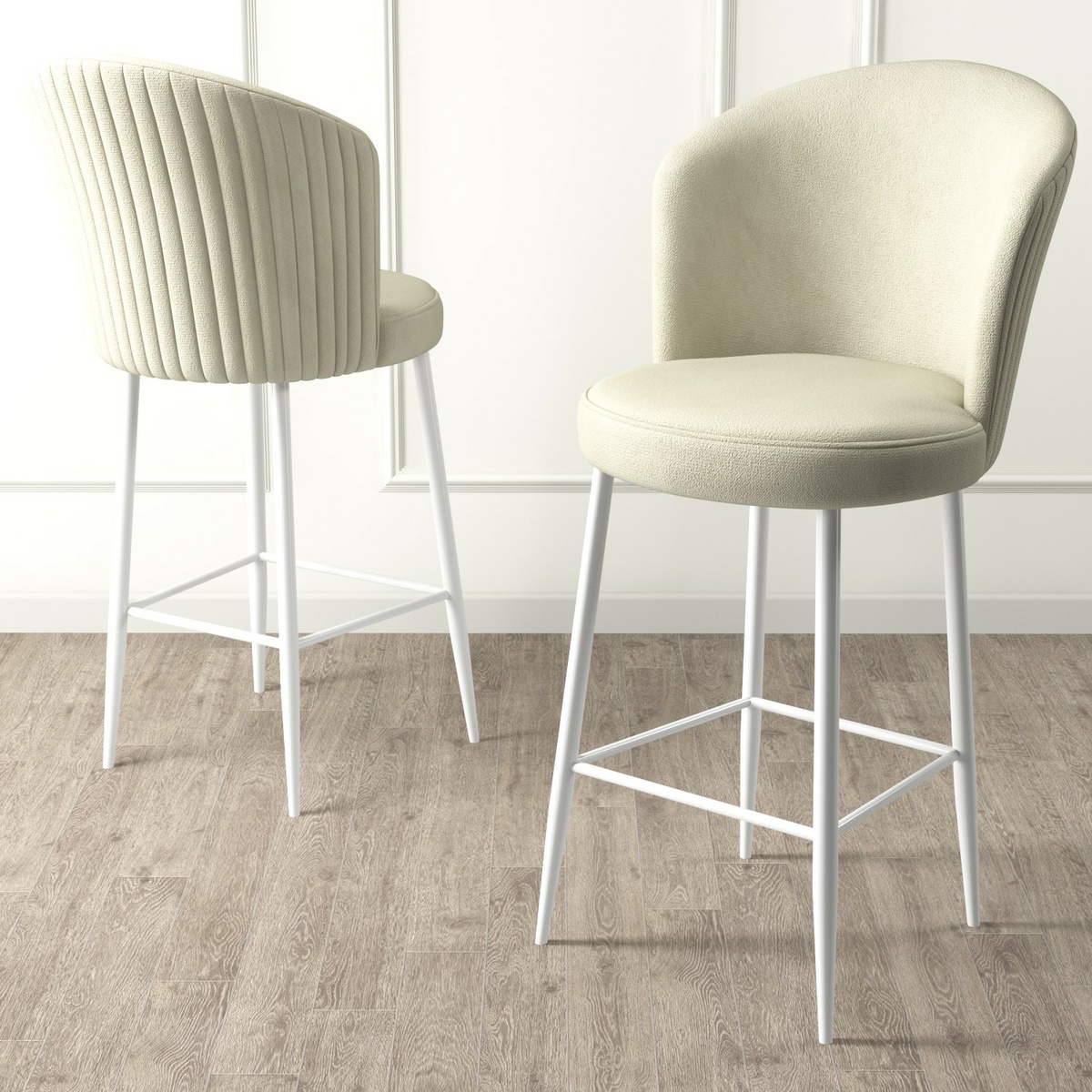Súprava barových stoličiek Alte Cream and White, 2 ks, 2 ks – Obrázok 2