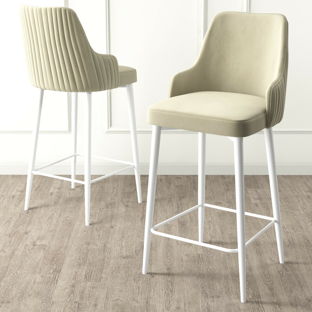 Súprava barových stoličiek Enox Cream and White, 2 ks, 2 ks – Obrázok 2