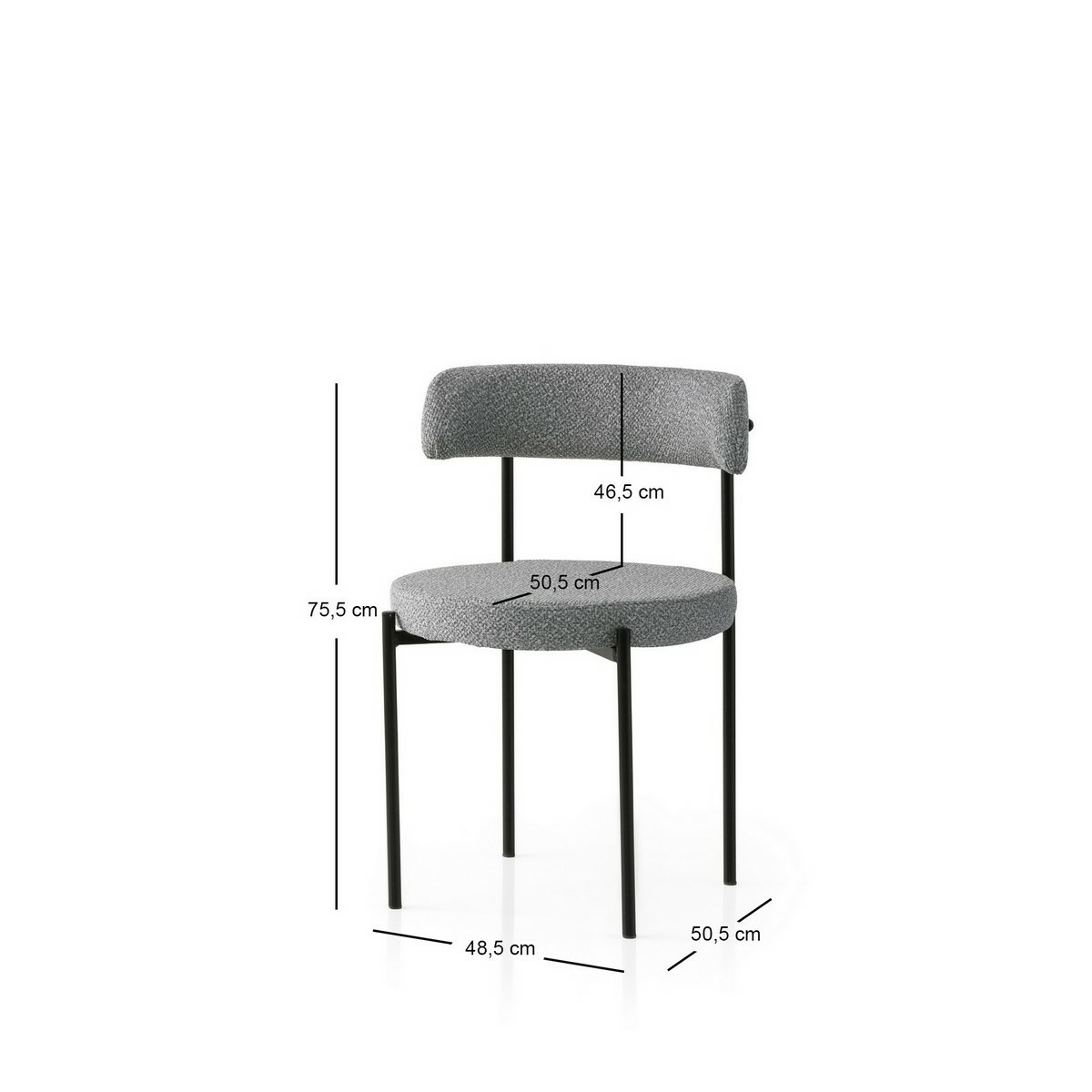 Súprava jedálenských stoličiek Gini Dark Grey and Black, 2 ks – Obrázok 3