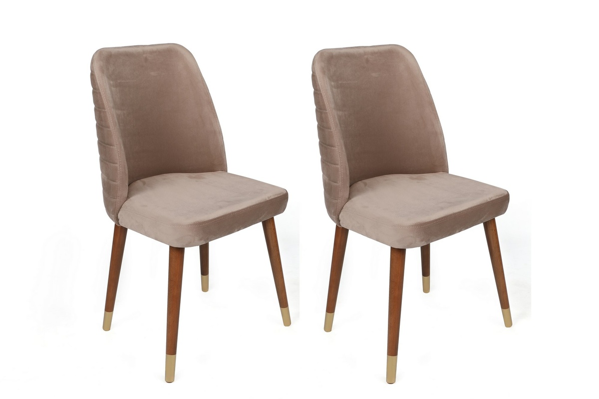 Súprava jedálenských stoličiek Hugo Beige and Walnut, 4 ks – Obrázok 2