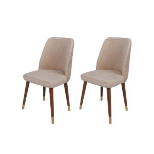 Súprava jedálenských stoličiek Hugo Cream and Walnut, 2 ks