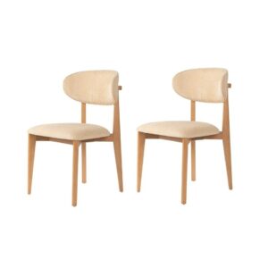 Súprava jedálenských stoličiek Lionte Beige and Light Oak, 2 ks