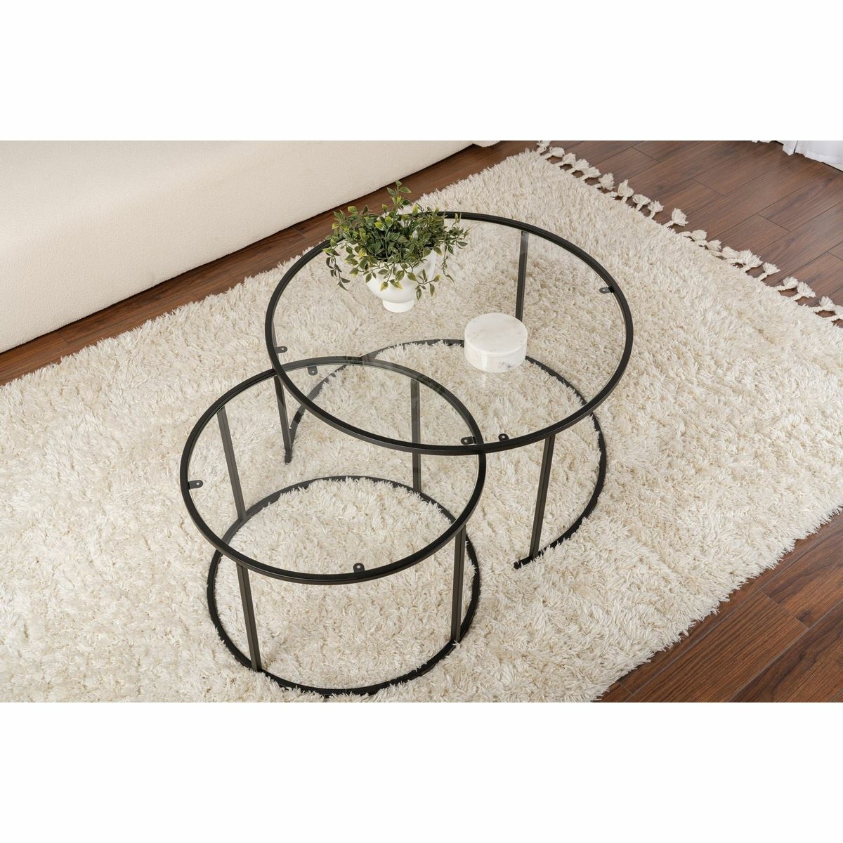 Súprava konferenčných stolíkov Aurum Black 80 cm, 2 ks – Obrázok 3