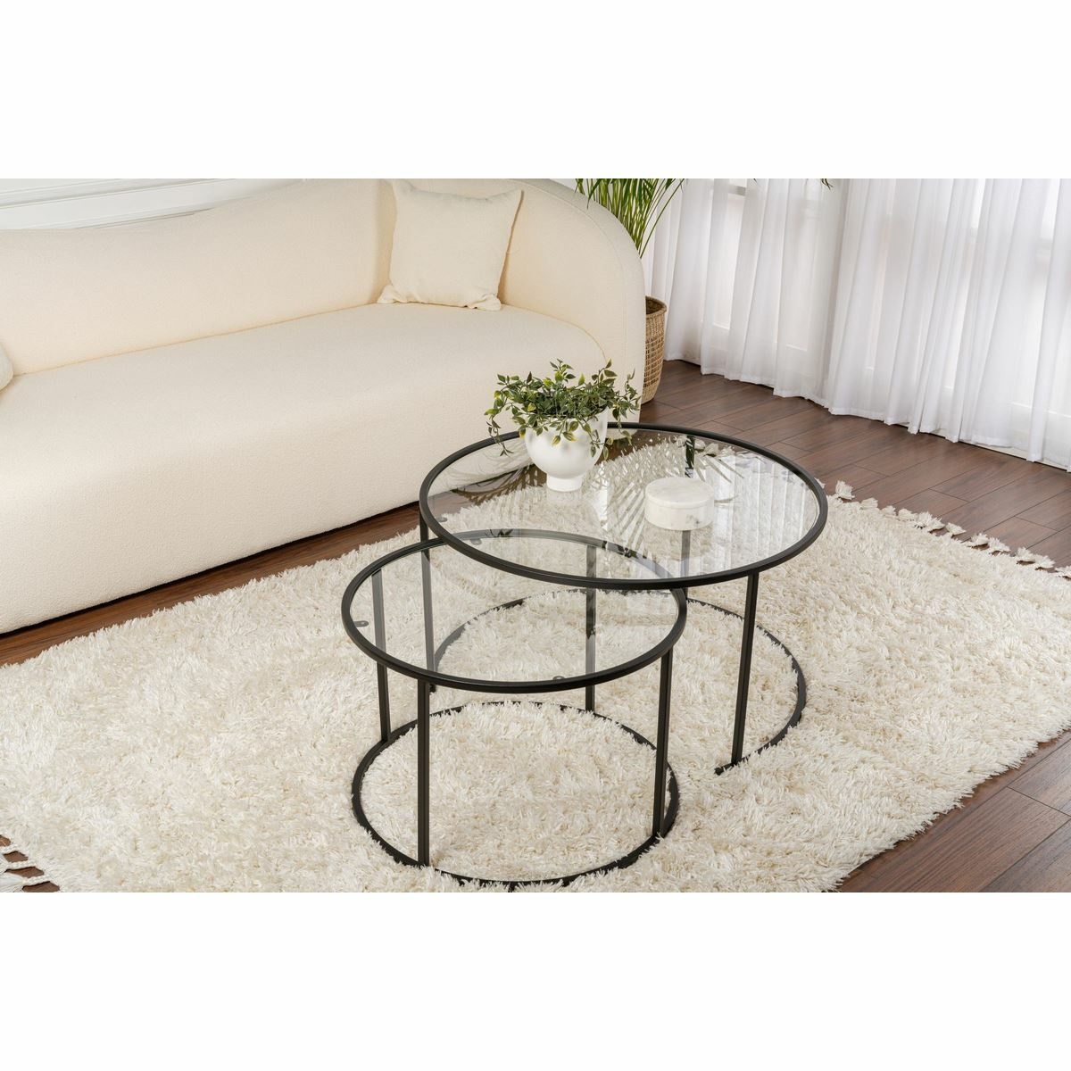 Súprava konferenčných stolíkov Aurum Black 80 cm, 2 ks – Obrázok 4