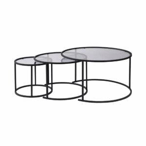 Súprava konferenčných stolíkov Aurum Black and Grey 80 cm, 3 ks